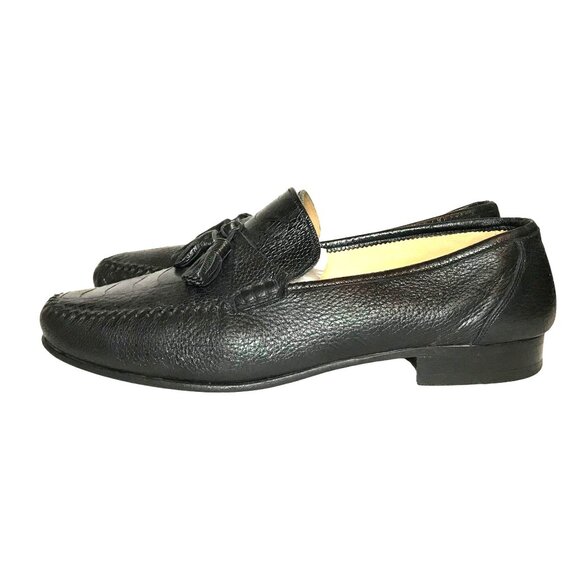 Magnanni Black Ostrich Leather Tassel Loafer Mens Size 13 Luxury - Picture 4 of 11